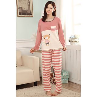 Womens Stitching Stripe Panda Pattern Pajama