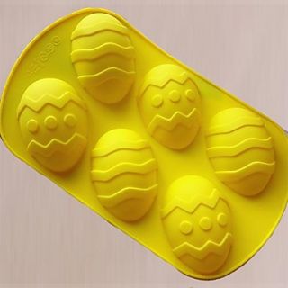 6 Holes Easter Eggs Shape Cake Mould, Silicone Material, Large Size, Random Color