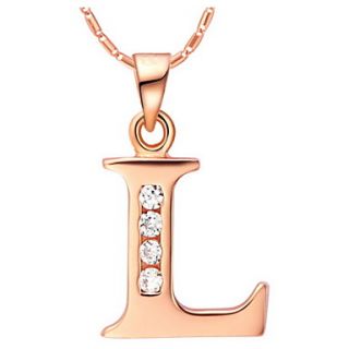 Fashion L Logo Alloy Womens Necklace With Rhinestone(1 Pc)(Gold,Silvery)