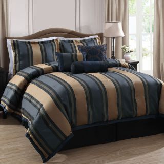 Midnight Stripe 7 pc. Jacquard Comforter Set