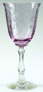 Fostoria Navarre Pink Water Goblet   Stem #6016, Etch #327, Pink Bowl
