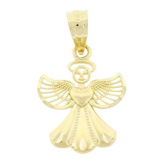 10K Gold Angel Pendant, Yellow, Womens