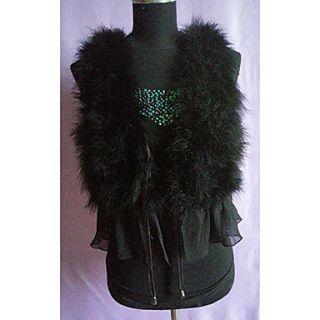 Sleeveless Collarless Tacchino Fur And Ostrich Fur Party/Casual Vest(More Colors)