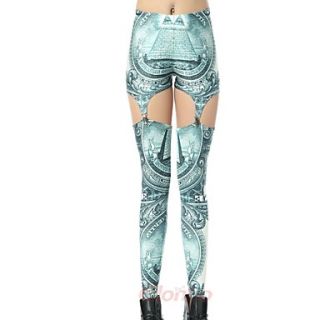 Elonbo Blue Abstract Painting Style Digital Painting Tight Women Clip Leggings