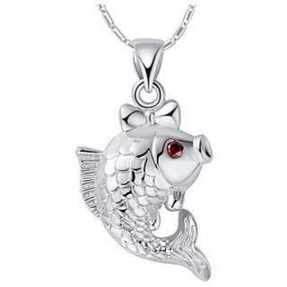 Fashion Fish Shape Silvery Alloy Womens Necklace With Rhinestone(1 Pc)