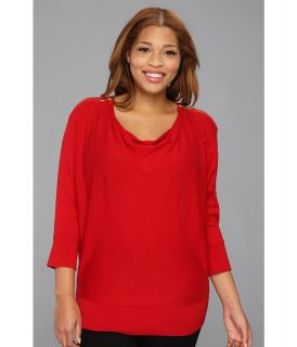 MICHAEL Michael Kors Plus Size Cowl Neck Zip Shoulder Sweater Top Womens Sweater (Red)