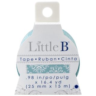 Little B Decorative Paper Tape 25mmx15m damask Blue   White