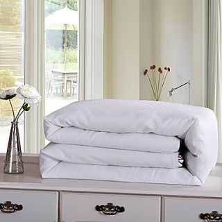 300 Thread Count Cotton and Silk Jacquard White Square Medium Weight Comforter