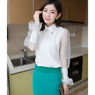 VS Style Womens Distinctive Loose Fit Elegant Shirt(White)