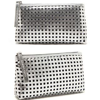 Portable Quadrate Silver Dazzling Shining Hollow Clutch Cosmetic Bag Makeup Storage Bag