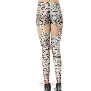 Elonbo Hieroglyphs Style Digital Painting Tight Women Clip Leggings