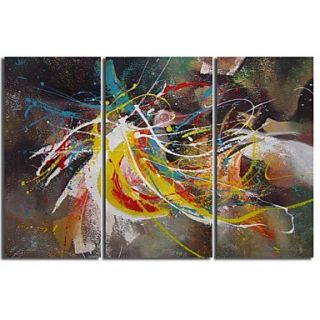Hand Painted Oil Painting Abstract Canvas with Stretched Frame Set of 3