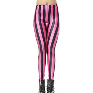 Elonbo Hot Pink Stripe Style Digital Painting Tight Women Leggings
