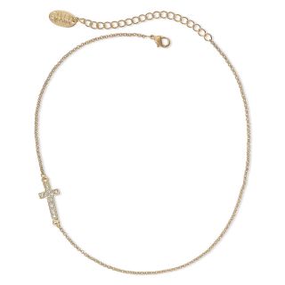 Gold Tone Cross Chain Necklace, Yellow