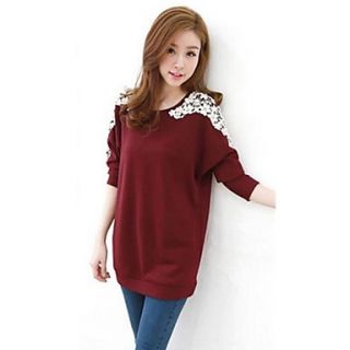 Womens Lace Splicing Cape Sleeve Loose Blouse