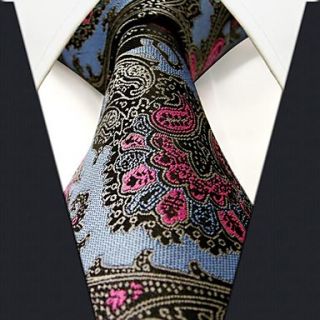 Mens Casual Floral Print Multicolor Silk Necktie