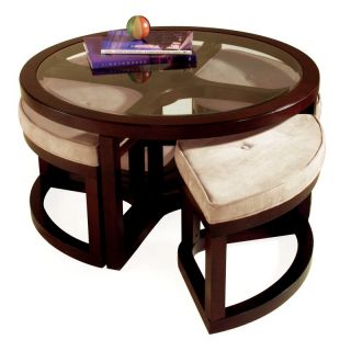 Magnussen T1020 Juniper Wood Round Coffee Table with 4 Stools Multicolor  