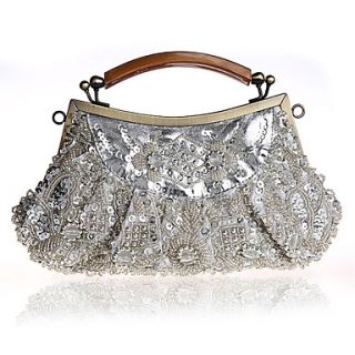 BPRX New WomenS Retro Handmade Traditional Exquisite Beaded Evening Bag (Silver)