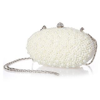 BPRX New WomenS Elegant Compact Pearl Evening Bag (White)