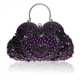 BPRX New WomenS Handmade Beaded Heart Evening Bag (Purple)