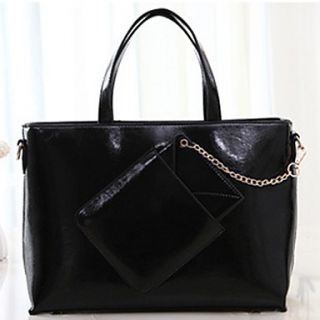 XIUQIU Womens Trendy Leather Tote Bag(Black)