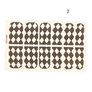 12PCS Square Piece Shape Black Lace Nail Art Stickers NO.2