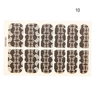 12PCS Abstract Heart Shaped Black Lace Nail Art Stickers NO.10