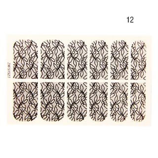 12PCS Abstract Branch Shape Black Lace Nail Art Stickers NO.12