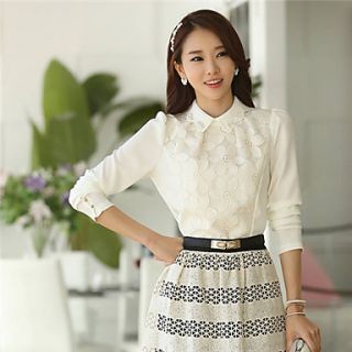 SWEET LADY Womens Korean Style Flowers Lace Chiffon Shirt(Screen Color)