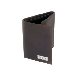 Leather Trifold Wallet with Engravable Plaque, Mens