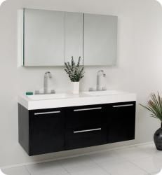 Fresca Opulento Black Double sink Bathroom Vanity With Medicine Cabinet
