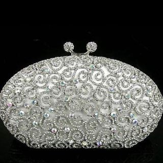 Ladies Fashion Round Shape Beaded Rhinestone Diamond Evening Party Clutch Handbag