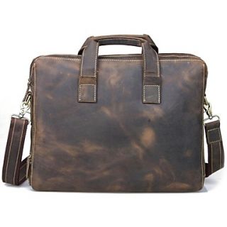 Mens 15 Real Leather Briefcase Shoulder Laptop Bag