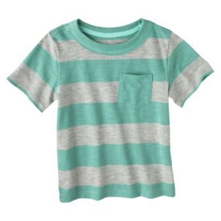 Cherokee Infant Toddler Boys Short Sleeve Rugby Striped Tee   Green 12 M
