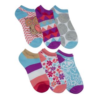 6 pk. No Show Socks, Owl Pattern, Womens