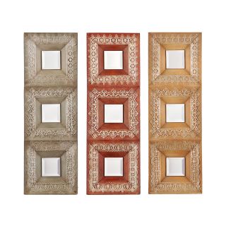 Katni Set of 3 Decorative Mirror Panels, Red