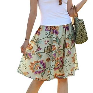 Womens Floral Printed Folk Elastic Skirts HTXDQ01