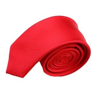 Mens Solid Colour Red Wedding Narrow Microfibre Necktie