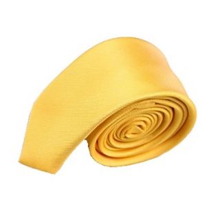 Mens Solid Colour Fashion Gold Yellow Narrow Microfibre Necktie