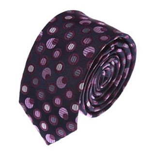 Mens Solid Colour Fashion Black Purple Dot Narrow Necktie