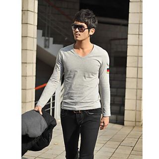 Shishangqiyi Military Fashion Tide Korean Long Sleeved T Shirt(Light Gray)