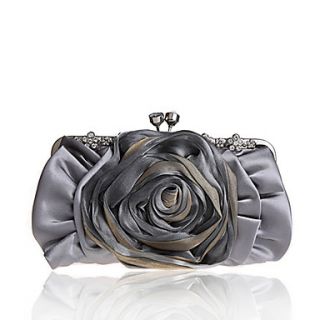 BPRX New WomenS Two Large Flowers Noble Silk Evening Bag (Gray)
