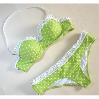 Womens Sexy Green Dots Push Up Bikini