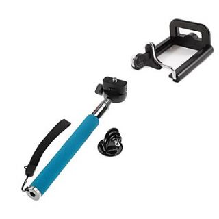 360 Degree Rotation 3 in 1 Adjustable Handheld Selfie Monopod for GoPro Hero / Cellphone   Blue