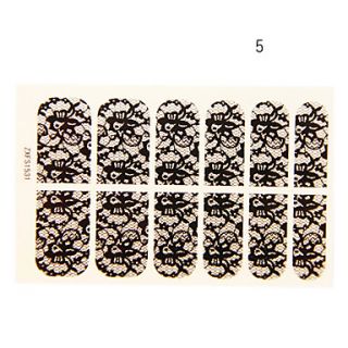 12PCS Hummingbird Shape Black Lace Nail Art Stickers NO.5