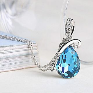 MISS U Womens Elegant Water Drop Crystal Dangling Necklace