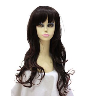 Capless Synthetic Dark Brown Curly Synthetic Hair Wig For Young Lady