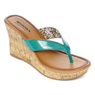 ARIZONA Cory Cork Wedge Sandals, Turquoise, Womens