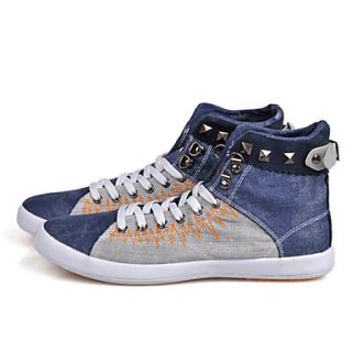 Trend Point Mens Trendy Canvas Sneakers(Blue)