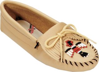 Womens Minnetonka Thunderbird Soft Sole Smooth   Natural Smooth Ornamented Shoe